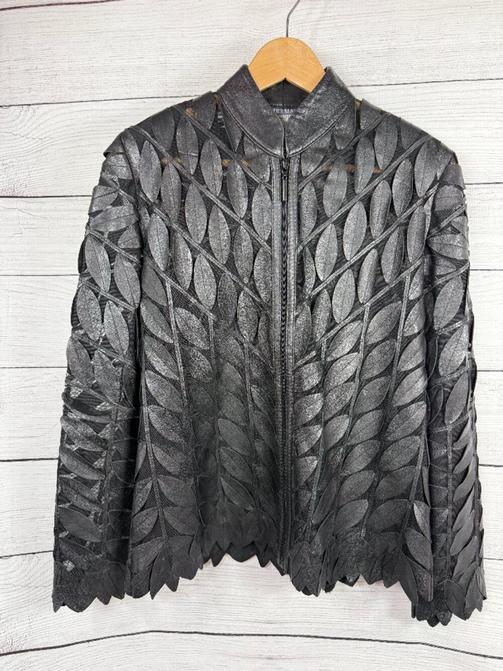 Stillman Studio New York Black Leather Leaf Mesh Jacket Size M